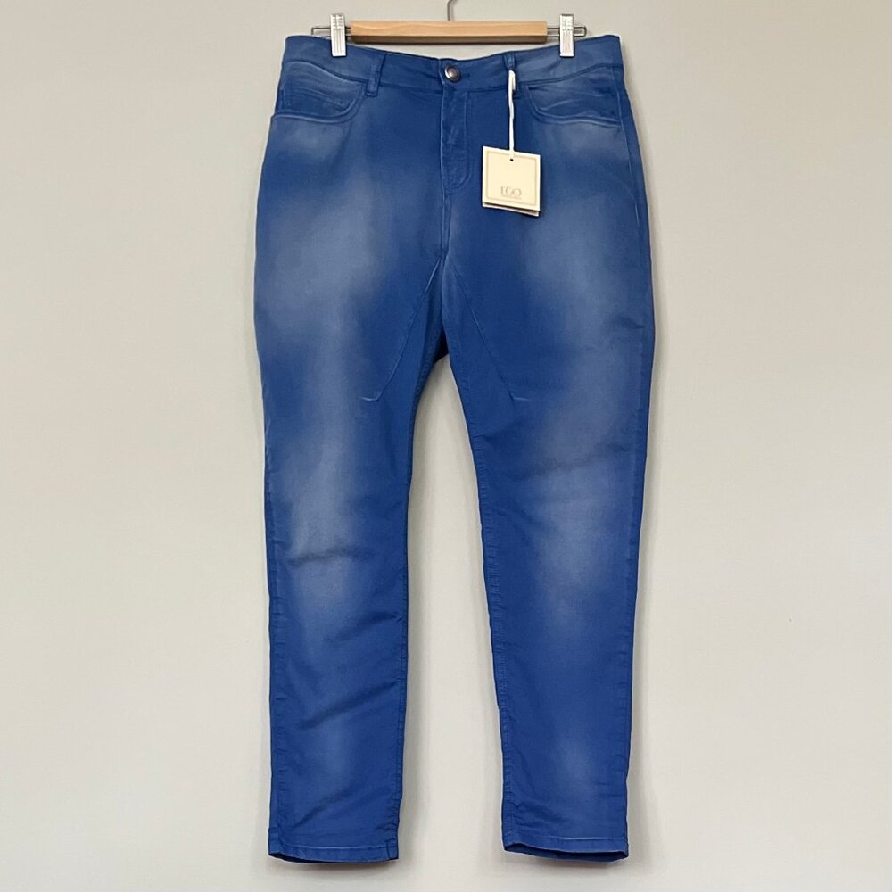 NWT - EGO’ Sonia De Nisco - Distressed Blue 5-Pocket Chinos - 29